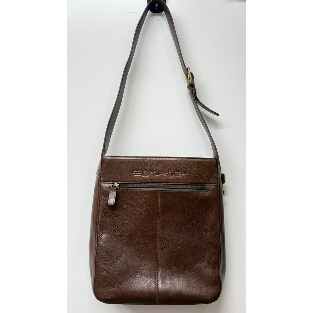 Vtg Fossil Classic 75082 Brown Leather Purse Shoulder Bag W/Key Charm